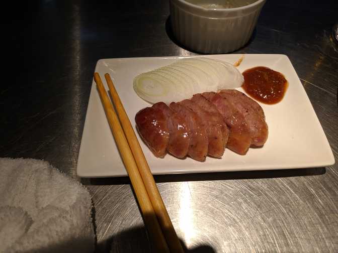 Homemade Chinese pork sausage (lap cheong). Good but quite filling.