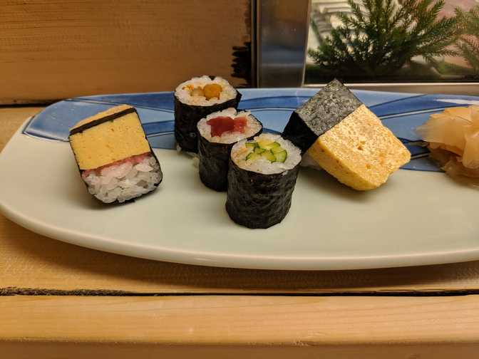 Rolls and tamago. The rolls were good but nothing special. I didn't write down
any notes about the egg but I remember liking it.