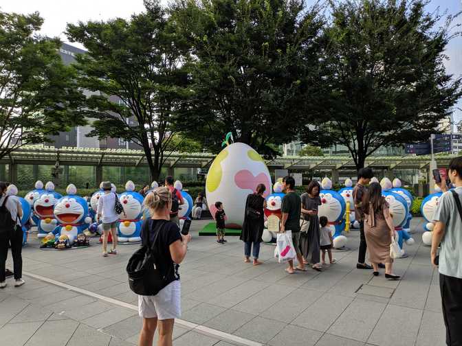 Some Doraemon exhibit in the plaza outside.