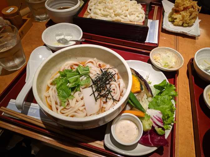 Yokohama station, Yokohama: udon with some deliciously sweet boiled
veggies.