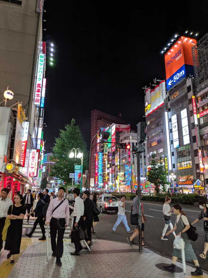 A main street, Shinjuku: this is probably the colourful Tokyo that everyone
thinks of.