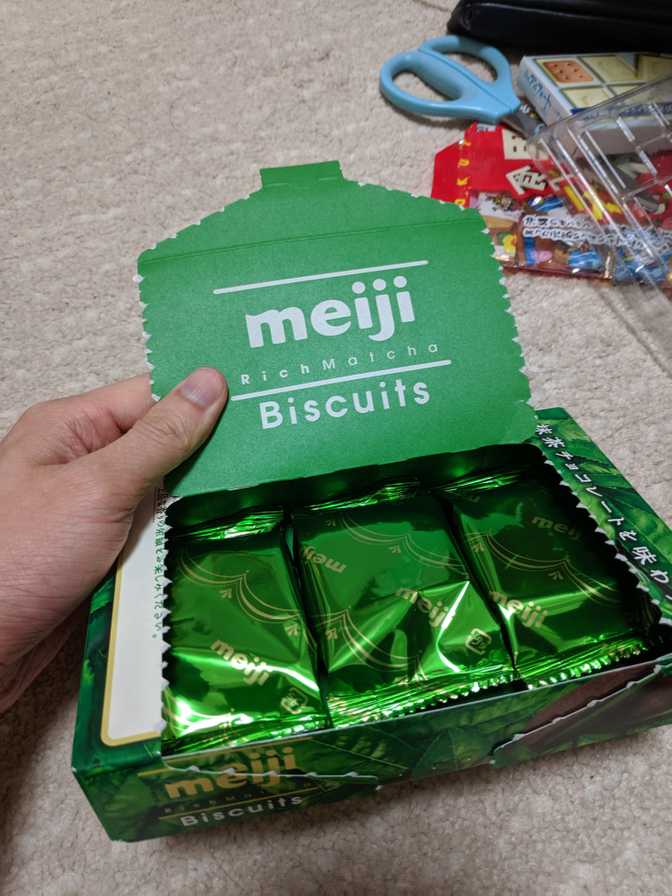 Three packs of two biscuits each.