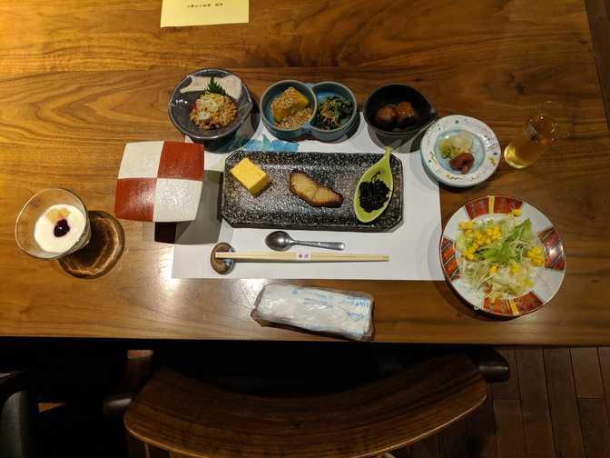 I think the many different small dishes makes it easy for me to finish even
though it's a pretty large breakfast. Christine was a bit sick of kaiseki at
this stage and Bob and I had to help her finish
everything.