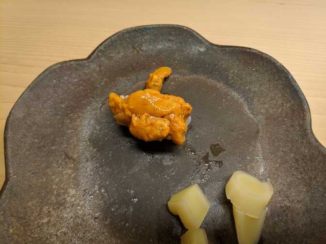 Hokkaido uni (sea urchin) - so sweet, so creamy. I can't really describe how
amazing this was.