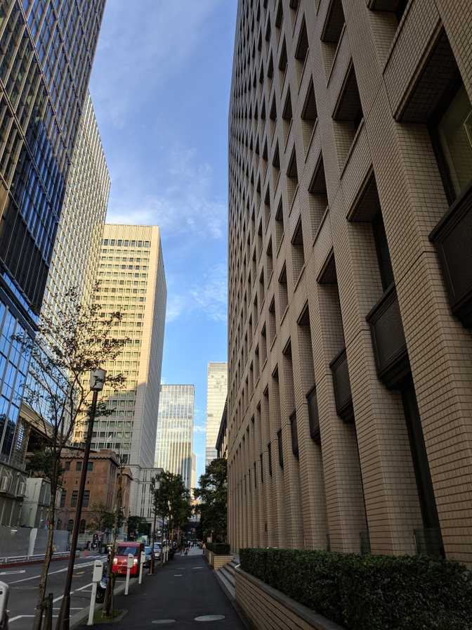 The side of this building reminds me of a waffle.