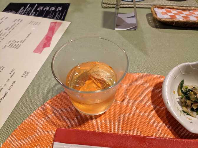 We ordered umeshu (Japanese plum wine).