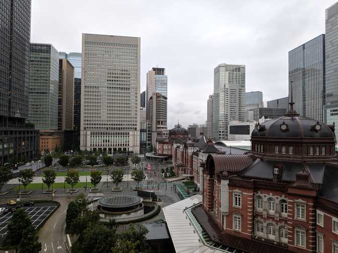 View of Tokyo station from the terrace.