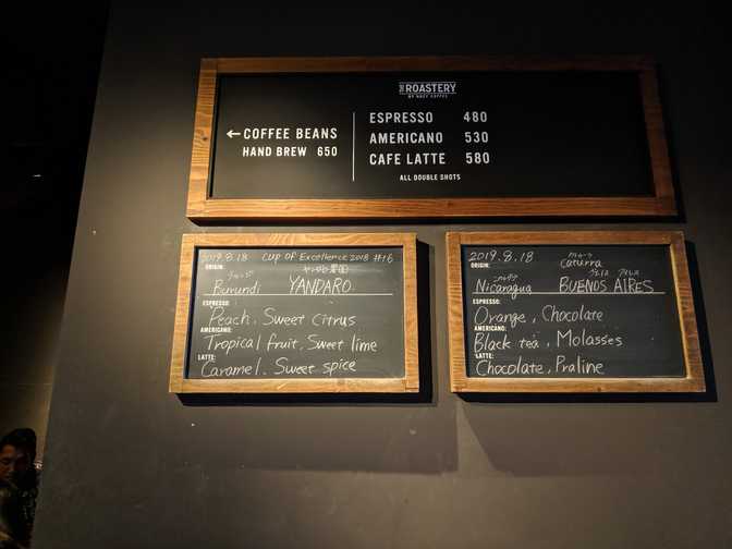 The primary menu hanging on the wall was almost entirely in English.