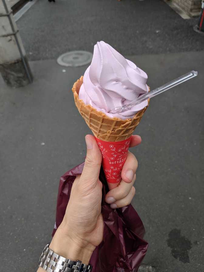 Some small sweet potato store on the way to Ueno: "Purple fleshed sweet
potato" soft serve. I liked it.