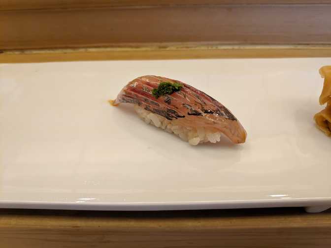 Aji (horse mackerel). Texture and taste were wonderful.