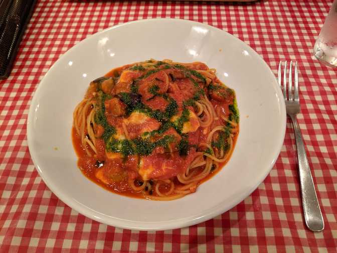 A restaurant in the food court, Sunshine City: I've been enjoying the pasta in
Tokyo. This had eggplant and an incredible amount of mozzarella.